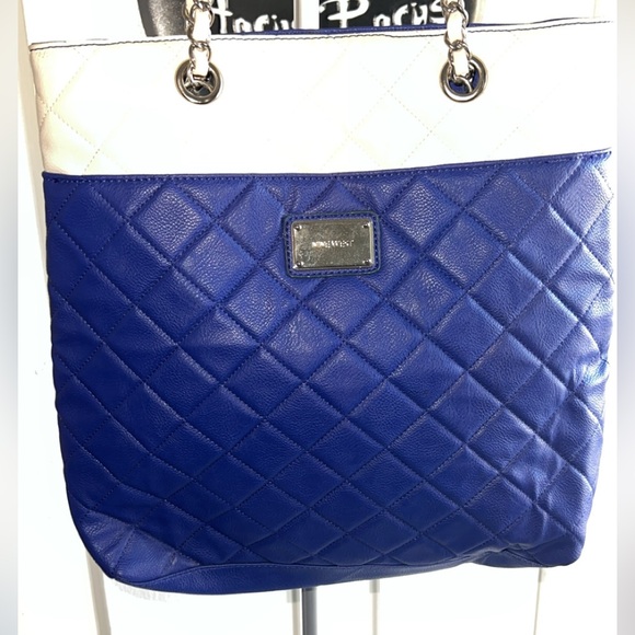 Nine West Blue Quilted Tote Bag - Picture 2 of 8